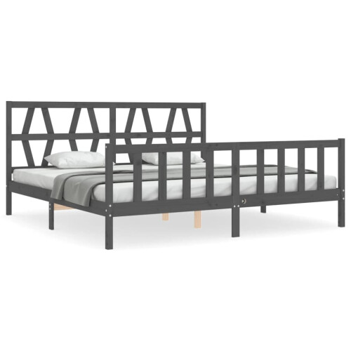 VidaXL (grey, 200 x 200 cm) vidaXL Bed Frame Platform Bed with Headboard Black Small Single Solid Wood 1