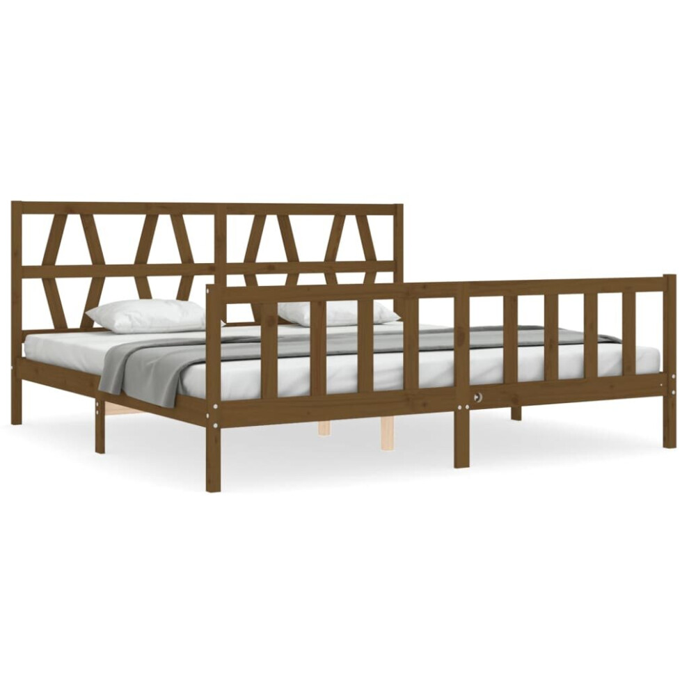 (honey brown, 200 x 200 cm) vidaXL Bed Frame Platform Bed with Headboard Black Small Single Solid Wood