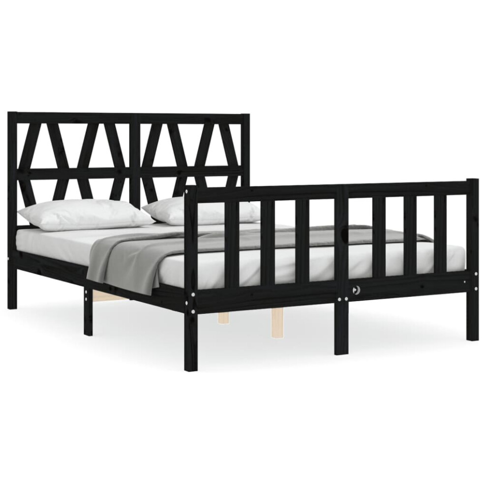 (black, 140 x 200 cm) vidaXL Bed Frame Platform Bed with Headboard Black Small Single Solid Wood