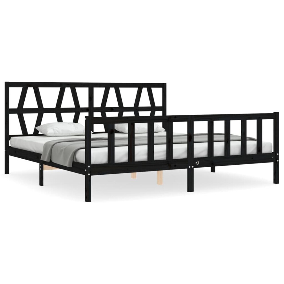 (black, 200 X 200 cm) vidaXL Bed Frame Platform Bed With Headboard Black Small Single Solid Wood