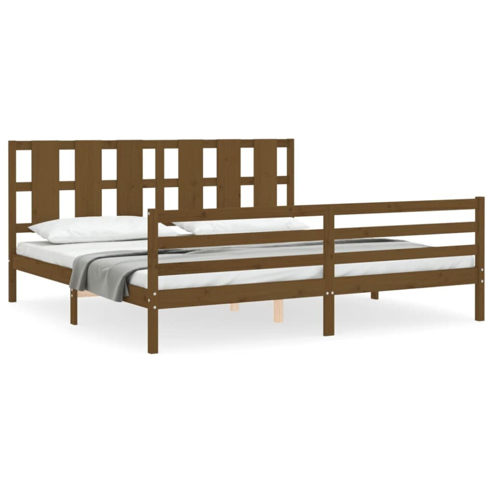 (honey brown, 200 x 200 cm) vidaXL Bed Frame Bed Base Platform Bed with Headboard Small Single Solid Wood