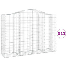 vidaXL Gabionen mit Hochbogen 11Stk. 200x50x140/160cm Verzinktes Eisen
