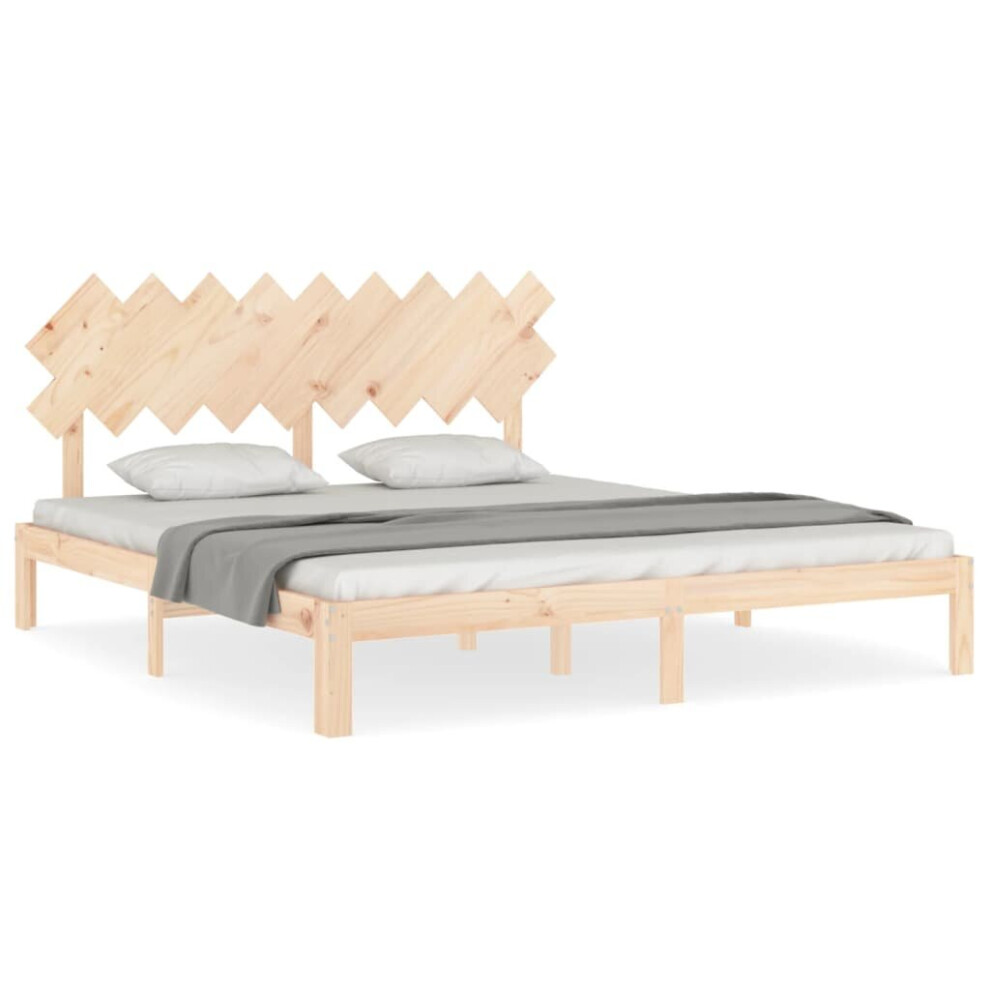 Vidaxl (Brown, 180 X 200 Cm) Bed Frame Bed Base Wooden Platform Bed With Headboard Double Solid Wood