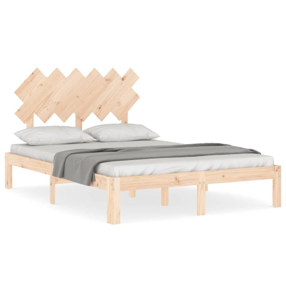 (brown, 120 x 200 cm) vidaXL Bed Frame Bed Base Wooden Platform Bed with Headboard Double Solid Wood