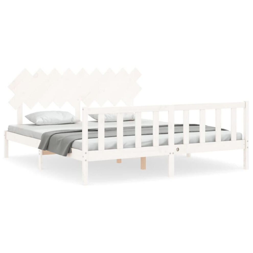 (white, 180 x 200 cm) vidaXL Bed Frame Bed Base Platform Bed with Headboard Small Single Solid Wood