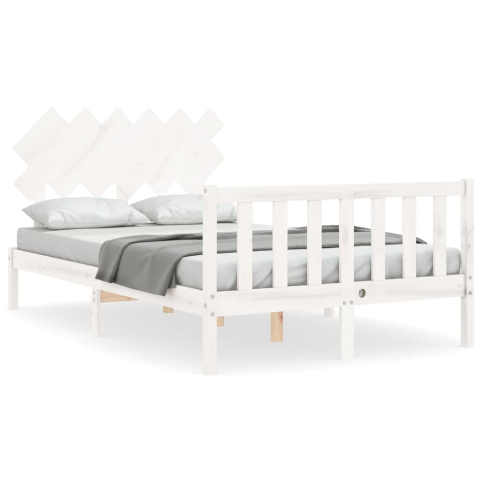 (white, 120 x 190 cm) vidaXL Bed Frame Bed Base Platform Bed with Headboard Small Single Solid Wood