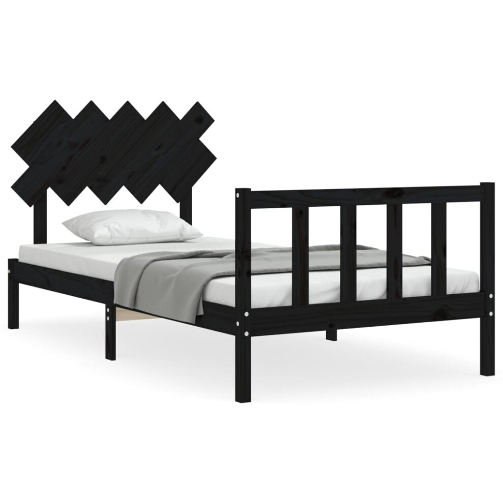 (black, 100 x 200 cm) vidaXL Bed Frame Bed Base Platform Bed with Headboard Small Single Solid Wood