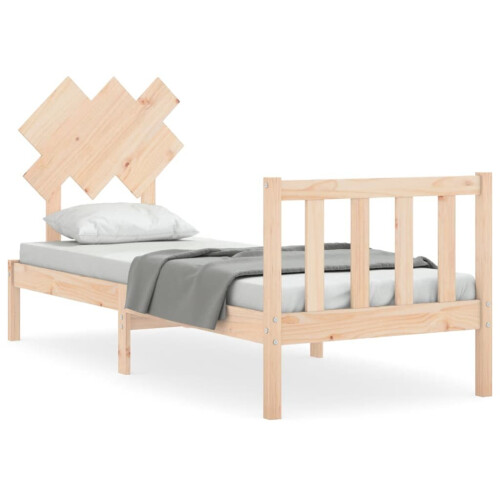 VidaXL (brown, 75 x 190 cm) vidaXL Bed Frame Bed Base Platform Bed with Headboard Small Single Solid Wood 1
