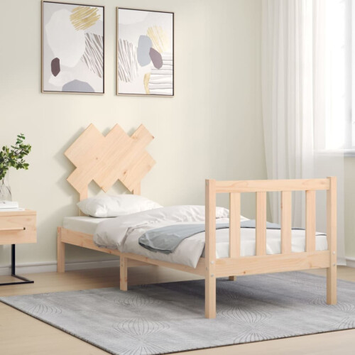 VidaXL (brown, 75 x 190 cm) vidaXL Bed Frame Bed Base Platform Bed with Headboard Small Single Solid Wood 2