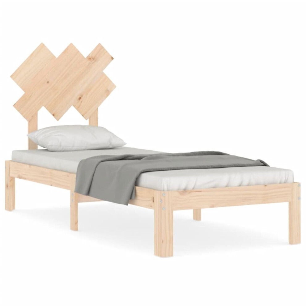 (brown, 75 x 190 cm) vidaXL Bed Frame Bed Base Wooden Platform Bed with Headboard Double Solid Wood