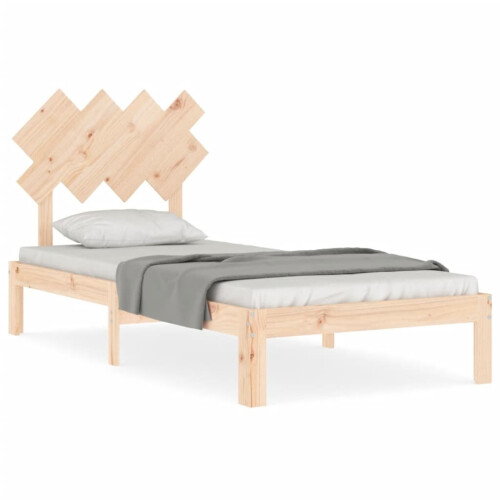 VidaXL (brown, 90 x 200 cm) vidaXL Bed Frame Bed Base Wooden Platform Bed with Headboard Double Solid Wood 1