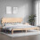 VidaXL (brown, 200 x 200 cm) vidaXL Bed Frame Bed Base Wooden Platform Bed with Headboard Double Solid Wood 3
