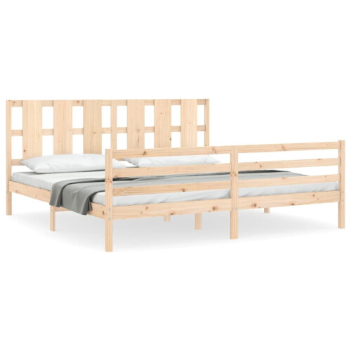 VidaXL (brown, 180 x 200 cm) vidaXL Bed Frame Bed Base Platform Bed with Headboard Small Single Solid Wood 1