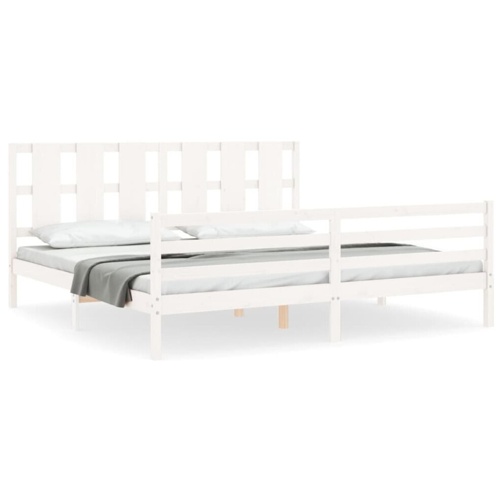 (white, 180 x 200 cm) vidaXL Bed Frame Bed Base Platform Bed with Headboard Small Single Solid Wood