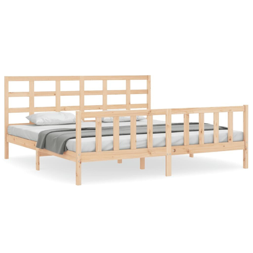 (brown, 200 x 200 cm) vidaXL Bed Frame Bed Base Wooden Bed with Headboard Black King Size Solid Wood