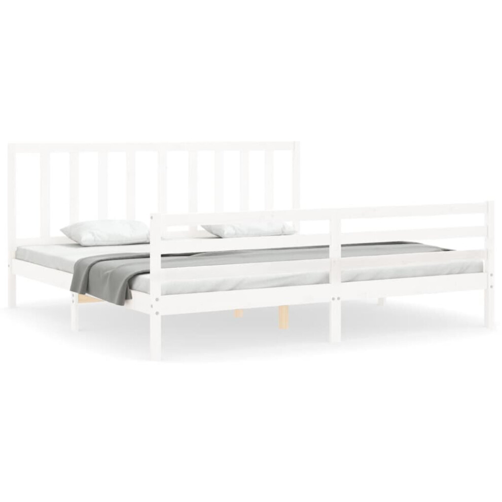 (white, 200 x 200 cm) vidaXL Bed Frame Bed Base Platform Bed with Headboard Small Double Solid Wood