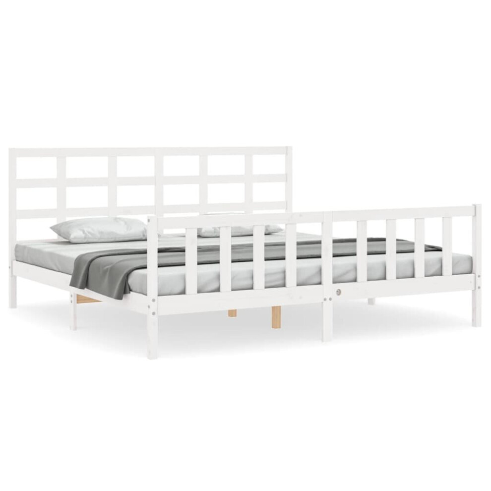 (white, 200 x 200 cm) vidaXL Bed Frame Bed Base Wooden Bed with Headboard Black King Size Solid Wood