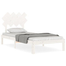 (white, 90 x 200 cm) vidaXL Bed Frame Bed Base Wooden Platform Bed with Headboard Double Solid Wood