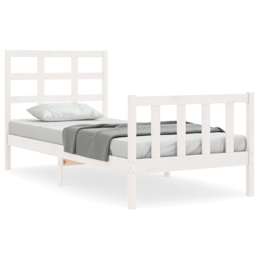 (white, 90 x 200 cm) vidaXL Bed Frame Bed Base Wooden Bed with Headboard Black King Size Solid Wood