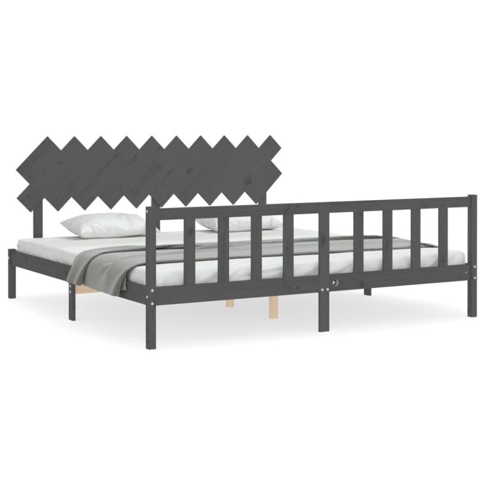 (grey, 200 x 200 cm) vidaXL Bed Frame Bed Base Platform Bed with Headboard Small Single Solid Wood