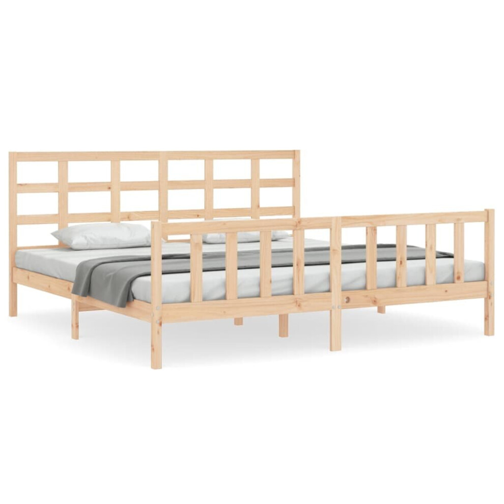 (brown, 180 x 200 cm) vidaXL Bed Frame Bed Base Wooden Bed with Headboard Black King Size Solid Wood