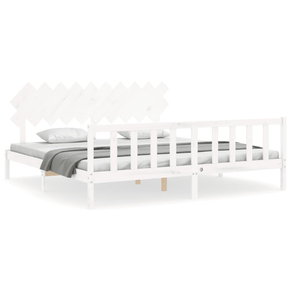 (white, 200 x 200 cm) vidaXL Bed Frame Bed Base Platform Bed with Headboard Small Single Solid Wood