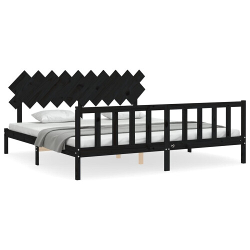 VidaXL (black, 200 x 200 cm) vidaXL Bed Frame Bed Base Platform Bed with Headboard Small Single Solid Wood