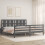 VidaXL (grey, 200 x 200 cm) vidaXL Bed Frame Bed Base Platform Bed with Headboard Small Single Solid Wood 3