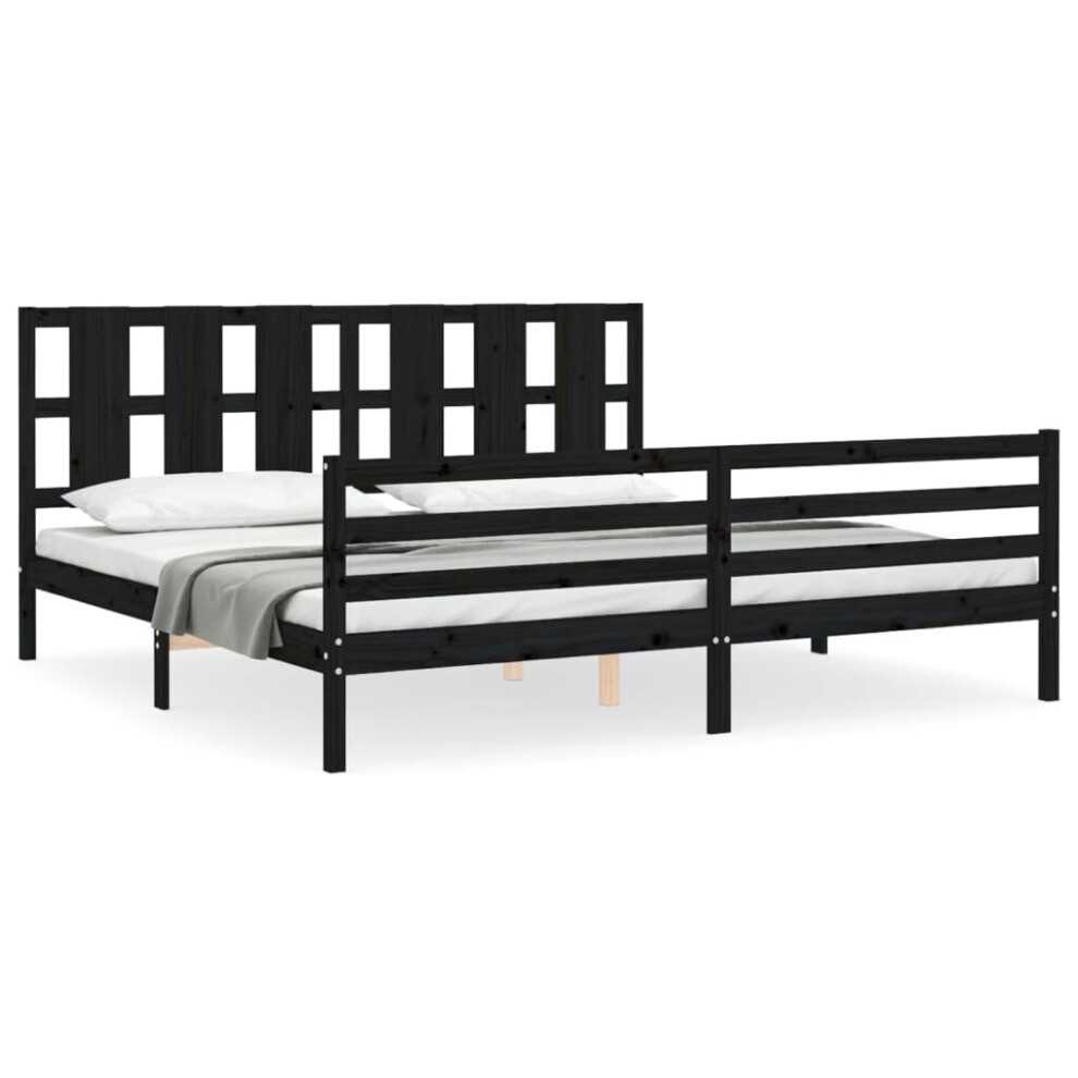 (black, 200 x 200 cm) vidaXL Bed Frame Bed Base Platform Bed with Headboard Small Single Solid Wood