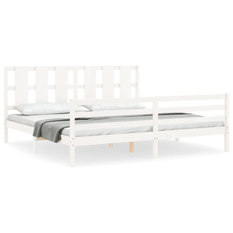 (white, 200 x 200 cm) vidaXL Bed Frame Bed Base Platform Bed with Headboard Small Single Solid Wood