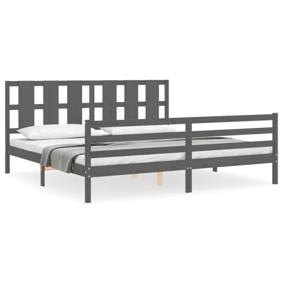 (grey, 200 x 200 cm) vidaXL Bed Frame Bed Base Platform Bed with Headboard Small Single Solid Wood