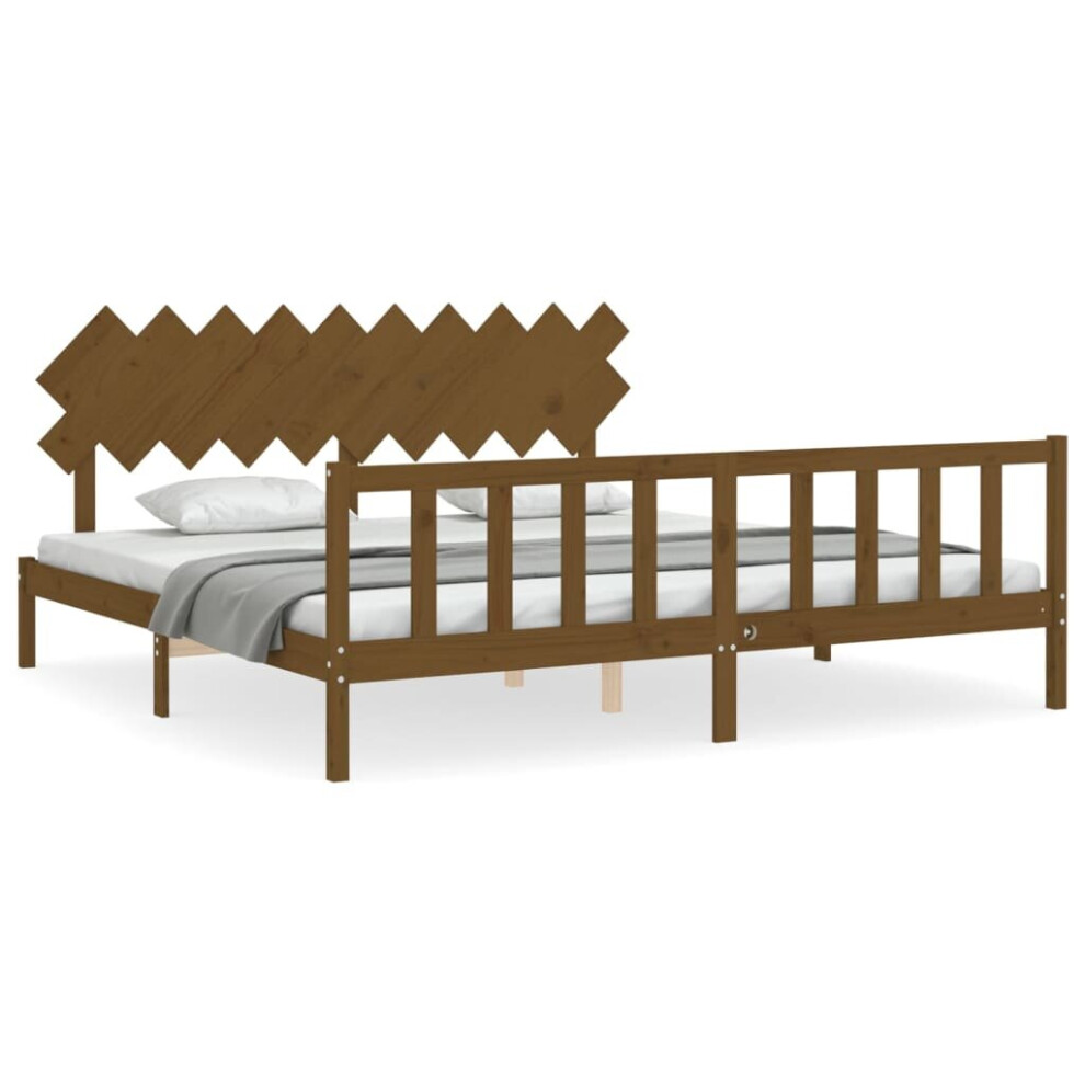 (honey brown, 200 x 200 cm) vidaXL Bed Frame Bed Base Platform Bed with Headboard Small Single Solid Wood