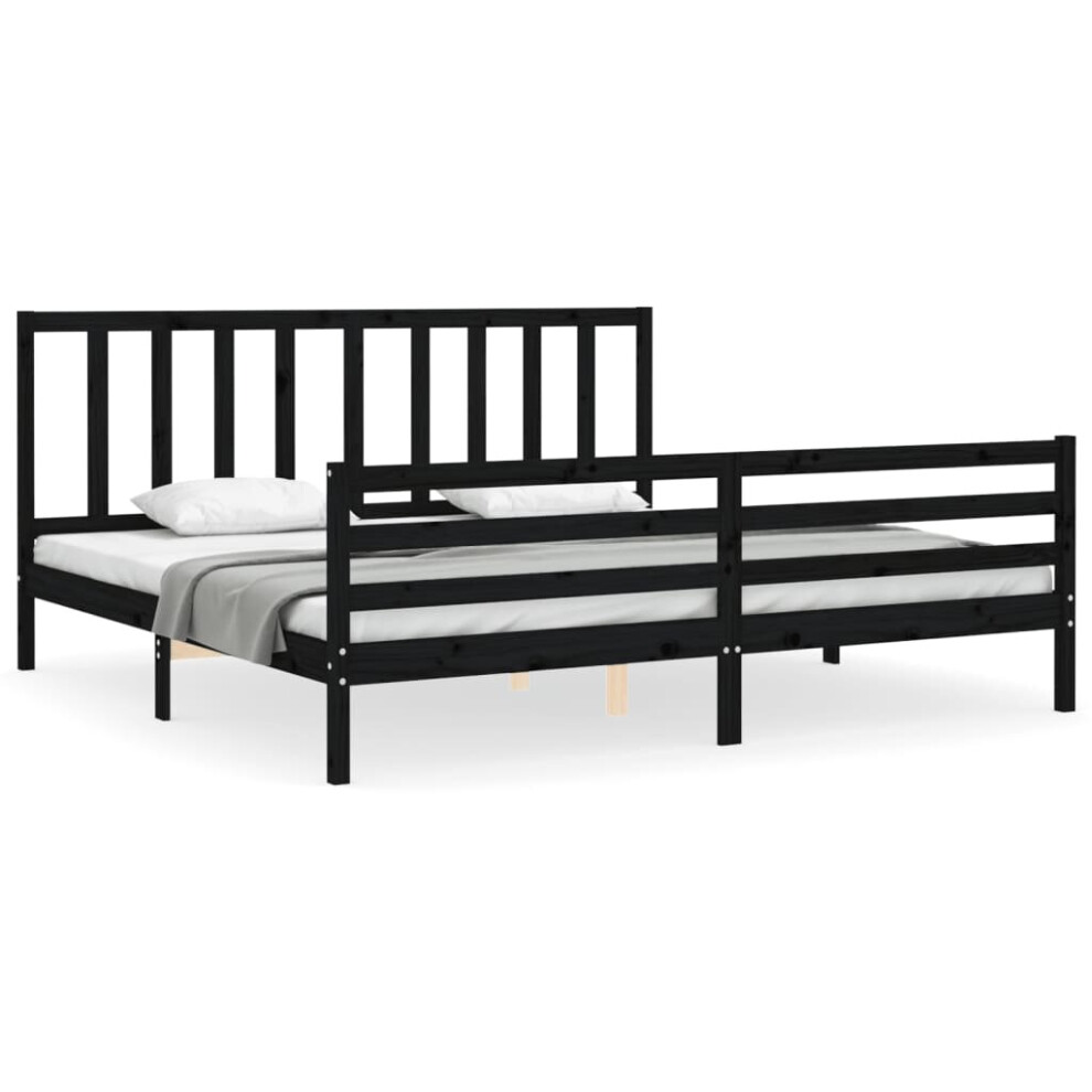 (black, 200 x 200 cm) vidaXL Bed Frame Bed Base Platform Bed with Headboard Small Double Solid Wood