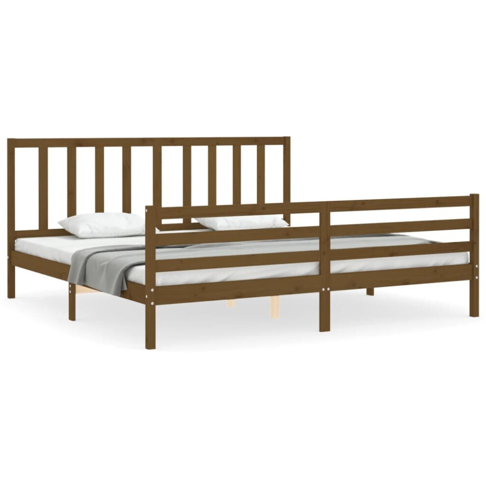 (honey brown, 200 x 200 cm) vidaXL Bed Frame Bed Base Platform Bed with Headboard Small Double Solid Wood