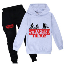 (13-14 Years, Grey) Stranger Things Kids Hoodies Tracksuit Boys Girls Sports Long Sleeve Tops Sweatshirt Pants Set