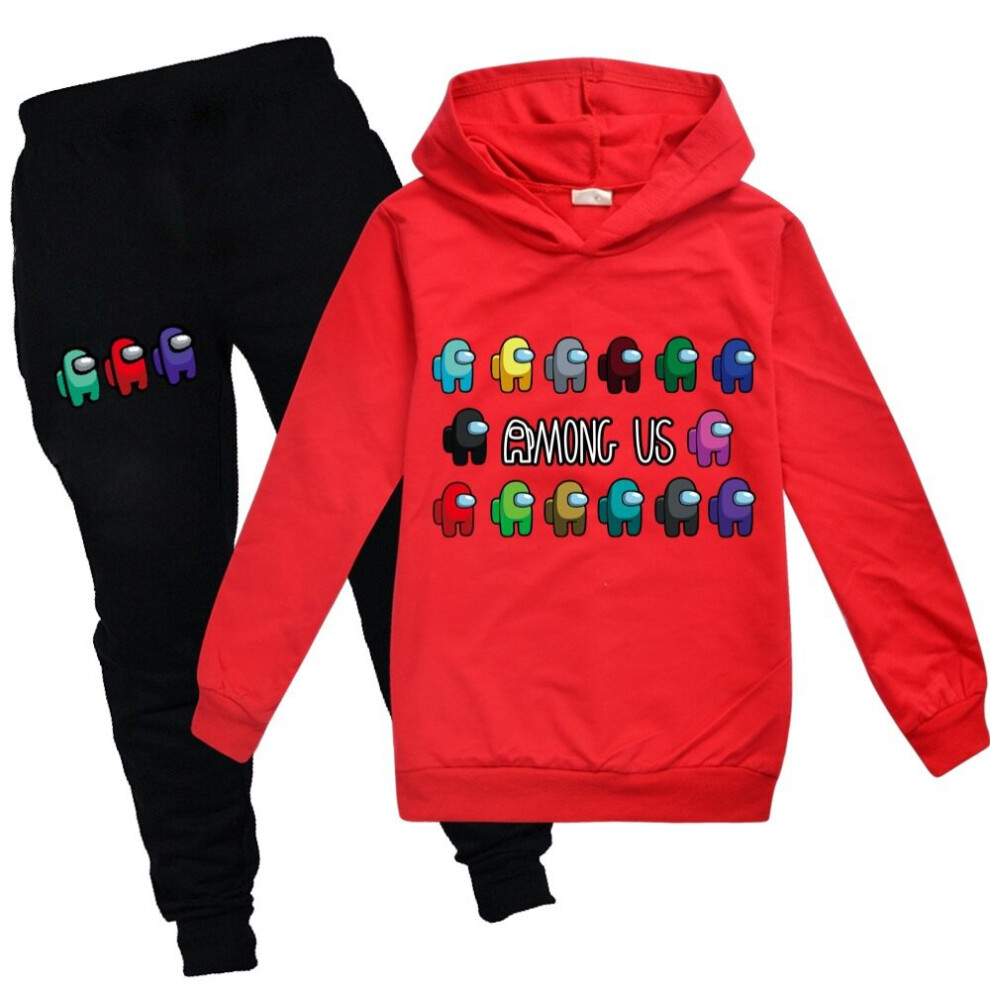 (7-8 Years, Red) Childrens Kids Boys Game Among Us Tracksuit Hoodie Sweatshirt Hoodie Tops + Pants Trousers Casual Activewear Suit