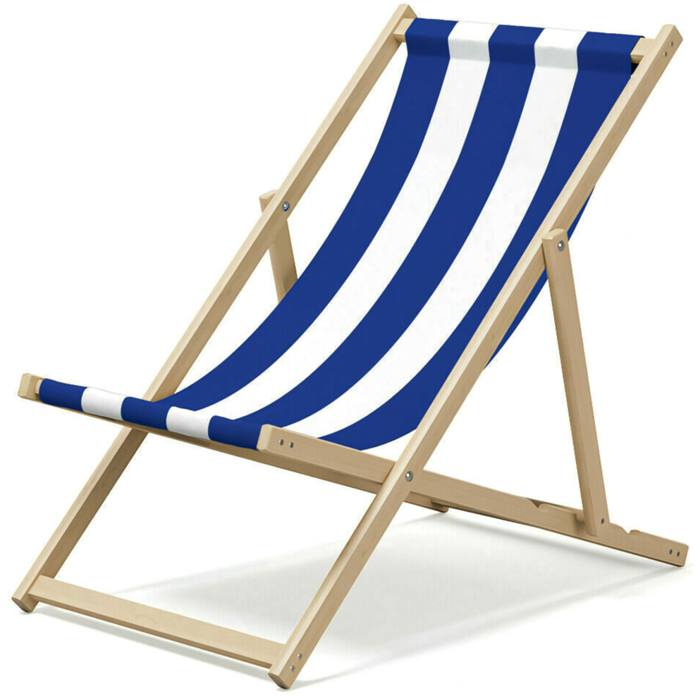 Wooden Deck Beach Folding Chair Lounger Sunbed Garden Seaside Beach Chairs Seat