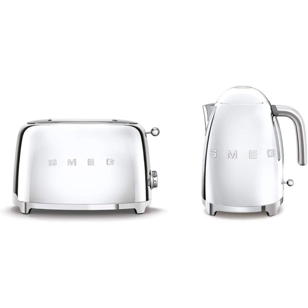 Smeg KLF03SSUK 3kw Kettle/TSF01SSUK 2 Slice Toaster Set Polished S/S