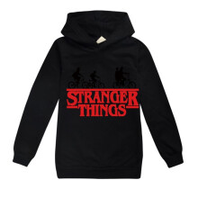 (11-12 Years, Black) Stranger Things Sweatshirt Tops Long Sleeve Hoodie Pullover Hooded Jumper for Kids Boys Girls