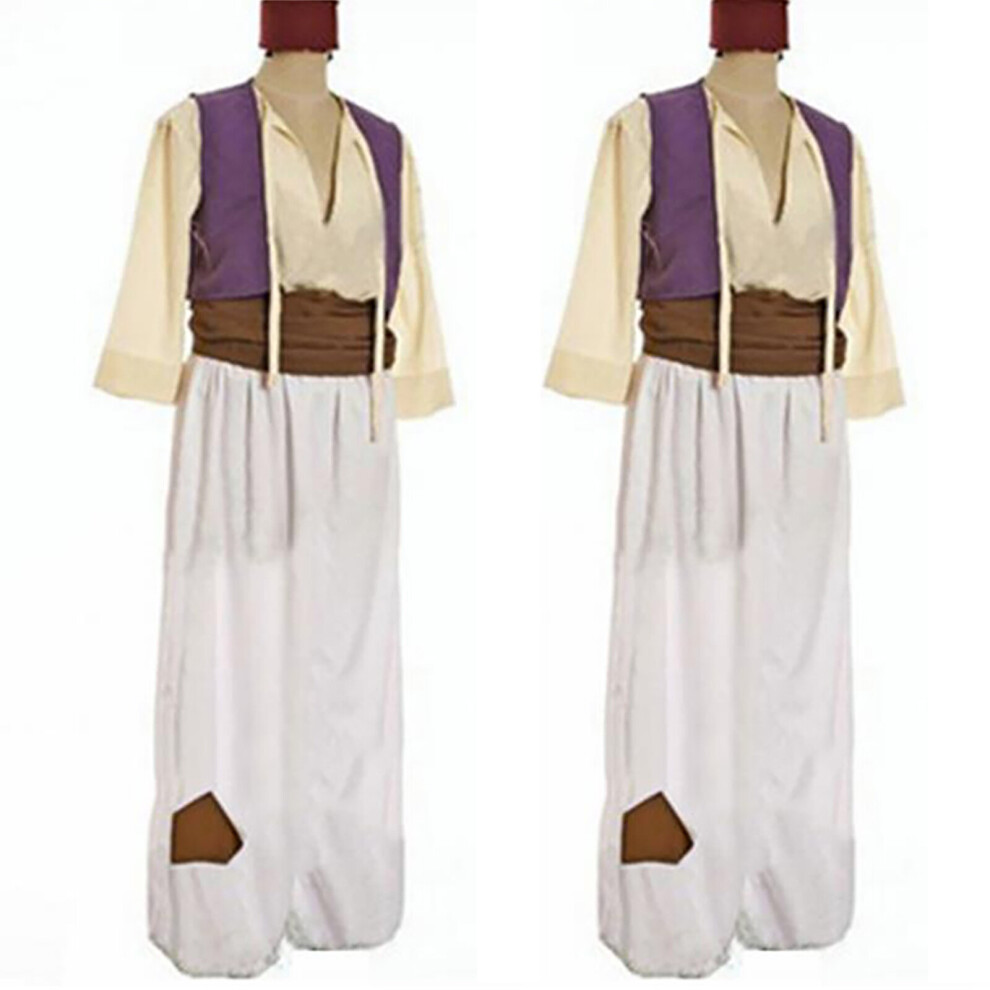 (L) Mens Arabian Prince Aladdin Genie Fancy Dress Roleplay Adults Cosplay Halloween Party Show Costume Set
