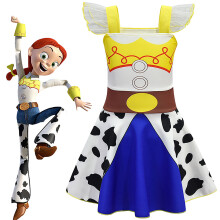 (9-10 Years) Toy Story Jessie Cosplay Dress for Kids Girls Holiday Fancy Costumes Party Halloween Cowgirl Dress