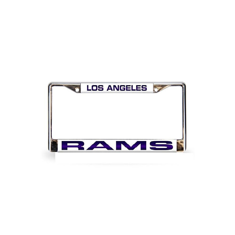 Los Angeles Rams License Plate Frame Laser Cut Chrome Blue 767345351951
