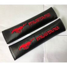 2X MUSTANG Carbon Fiber Car Seat Safely Belt Cover Shoulder Pads