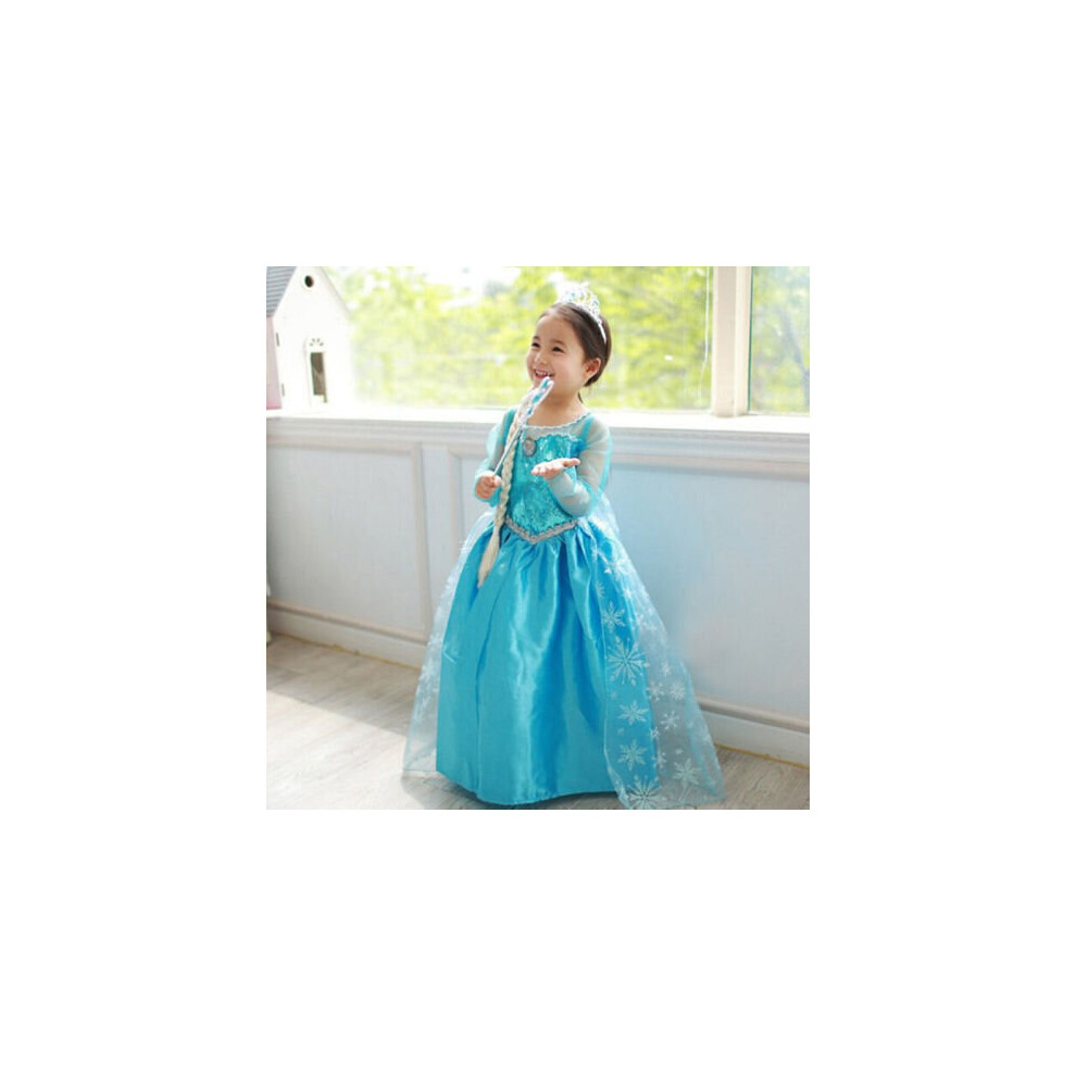 (3-4 Years) Frozen Elsa Dress Kids Girls Mesh Princess Dress Children Skirt