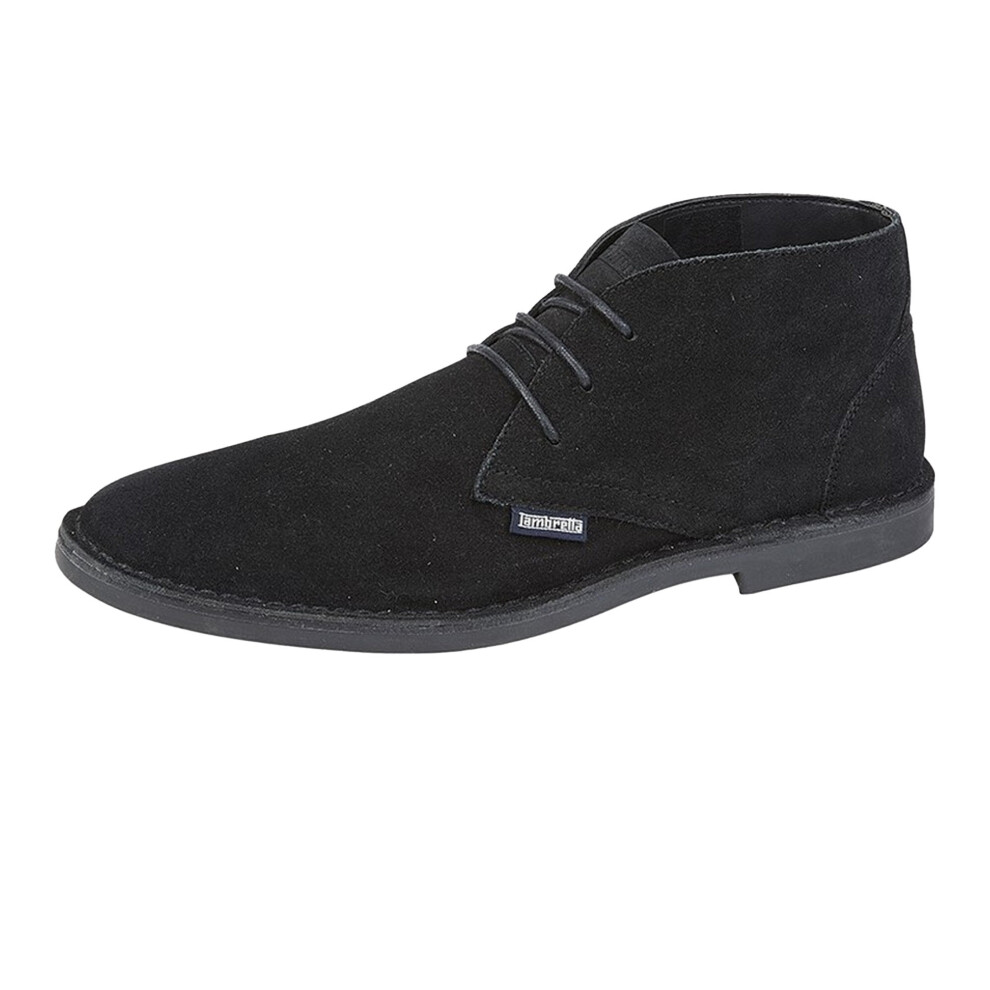 (9 UK, Black) Lambretta Mens Chiswick Suede Desert Boots