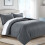 (Super King) Satin Stripe Duvet Cover Charcoal Grey Bedding Set 1
