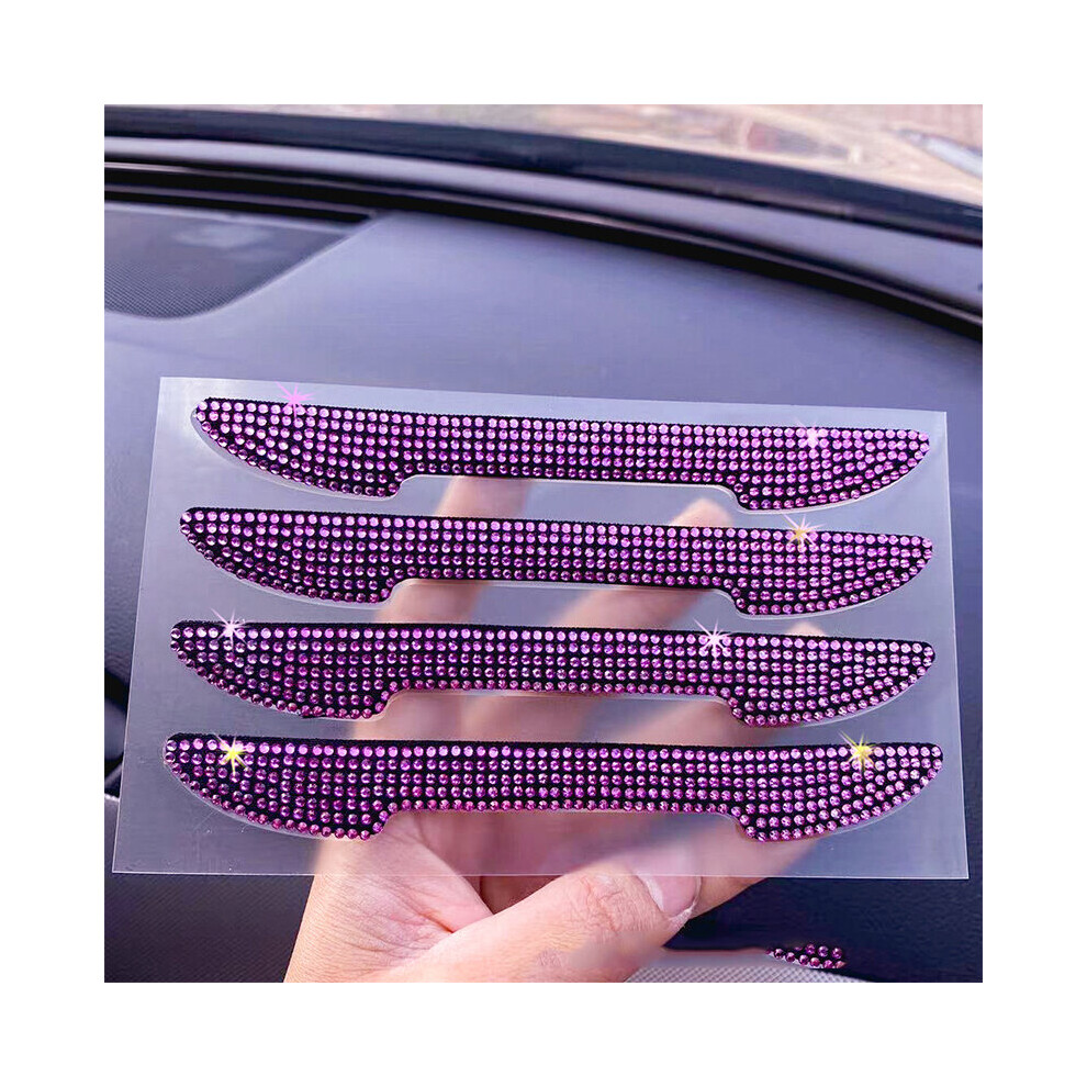 (Pink) 4Pcs Universal Bling Crystal Rhinestone Car Rearview Mirror Door Edge Pink 9312419627633