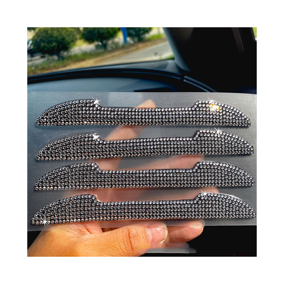 (White) 4Pcs Universal Bling Crystal Rhinestone Car Rearview Mirror Door Edge White 9312419627640