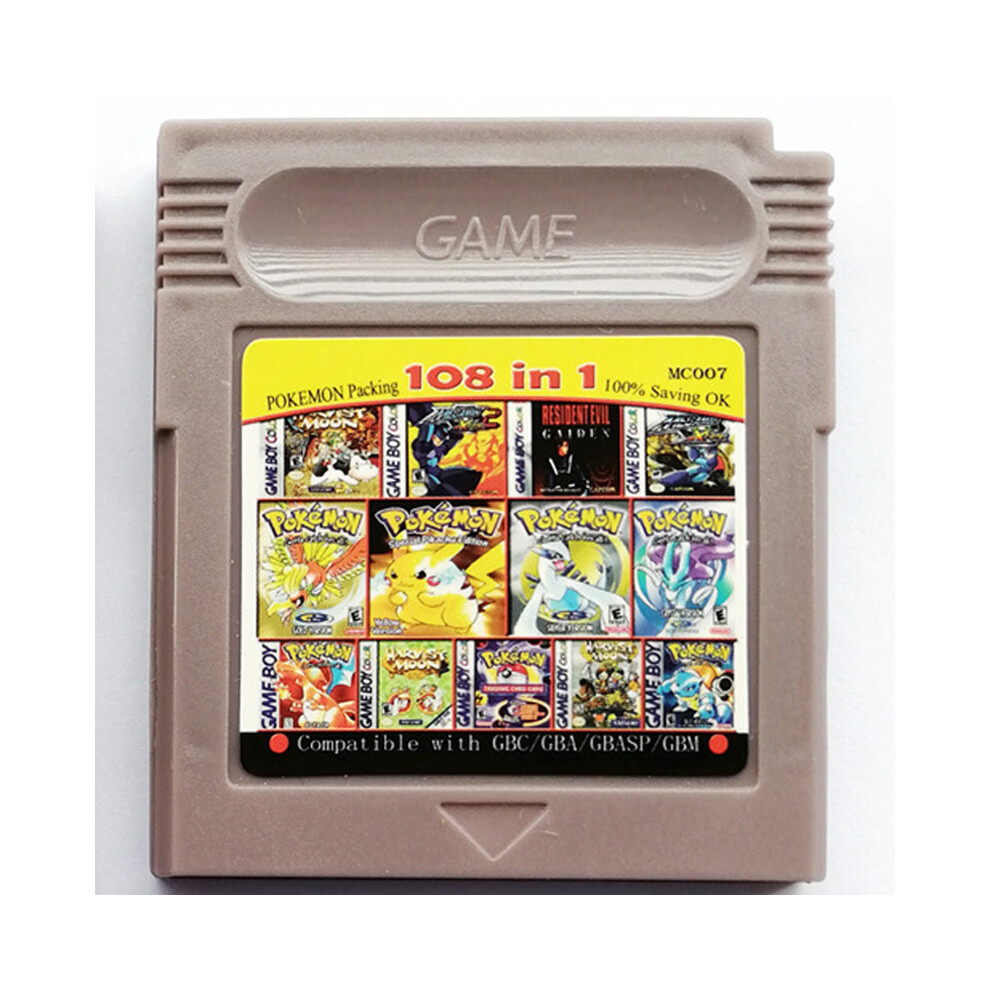 108 in 1 gray) Pokemon Memory Cards for GB GBC GBA Combined Card 108 Games  in 1 Video on OnBuy