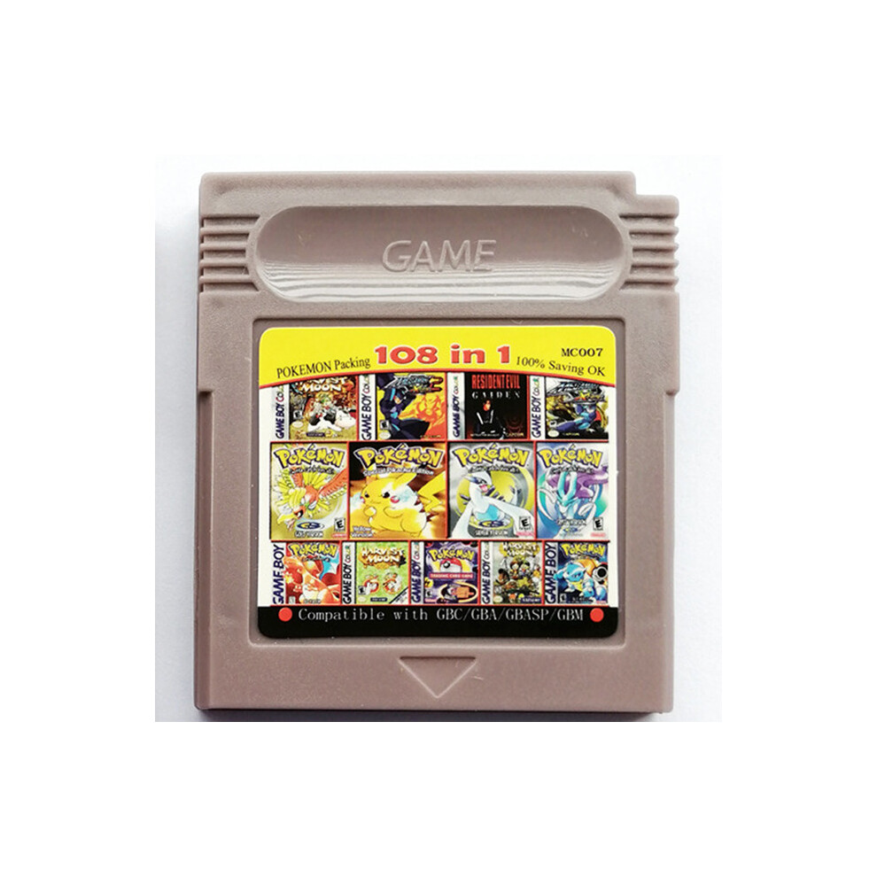 (108 in 1 gray) Pokemon Memory Cards for GB GBC GBA Combined Card 108 Games in 1 Video